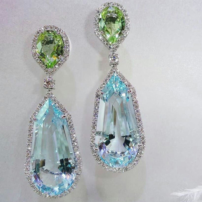 Aqua Blue Cubic Zirconia star jewels earring SJP