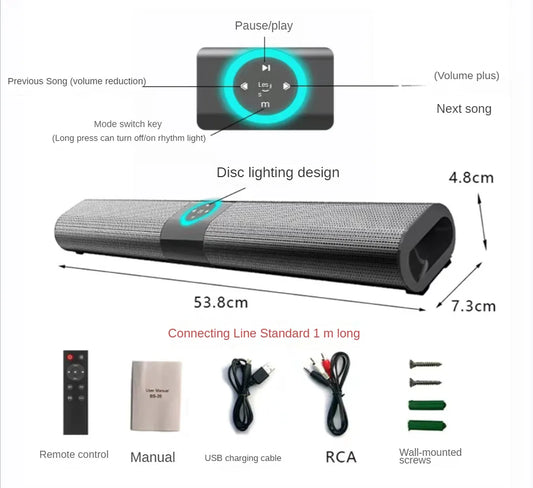 Pc Gamer Speaker Home Theater Sound System Subwoofer Bluetooth Speakers Soundbar BS-20