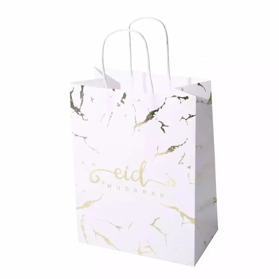 Eid Gift Bags – White and Gold Marble
