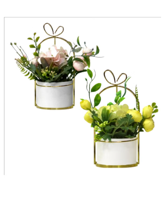AIWANTO 2Pcs Artificial Decoration Flower Pots Decor Home Table Flower Hanging Flower Pots Artificial