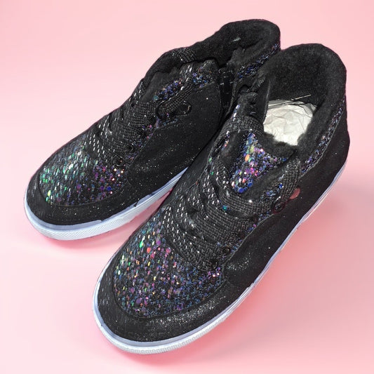 Tots & Togs Colorful Glitter Zipper High-Top Sneakers - Black