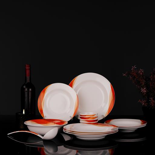 DELCASA 13-Piece Orange Ocean Melamine ware Dinner Set