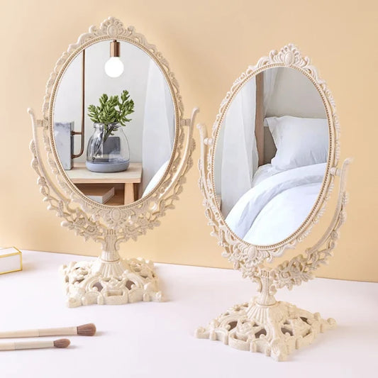 1pc European style double sided table mirror - Beige