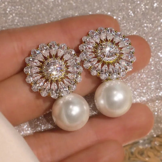 Exquisite Zircon Pearl Earring SJP