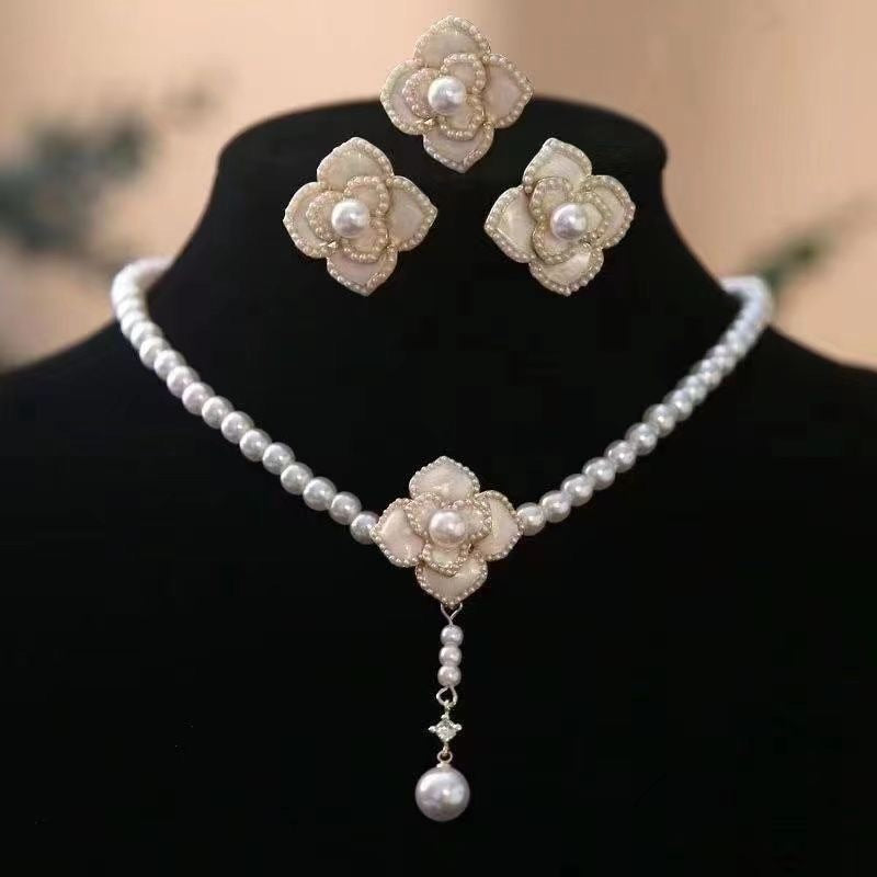 Generic rose design pearl jewelry set SJP