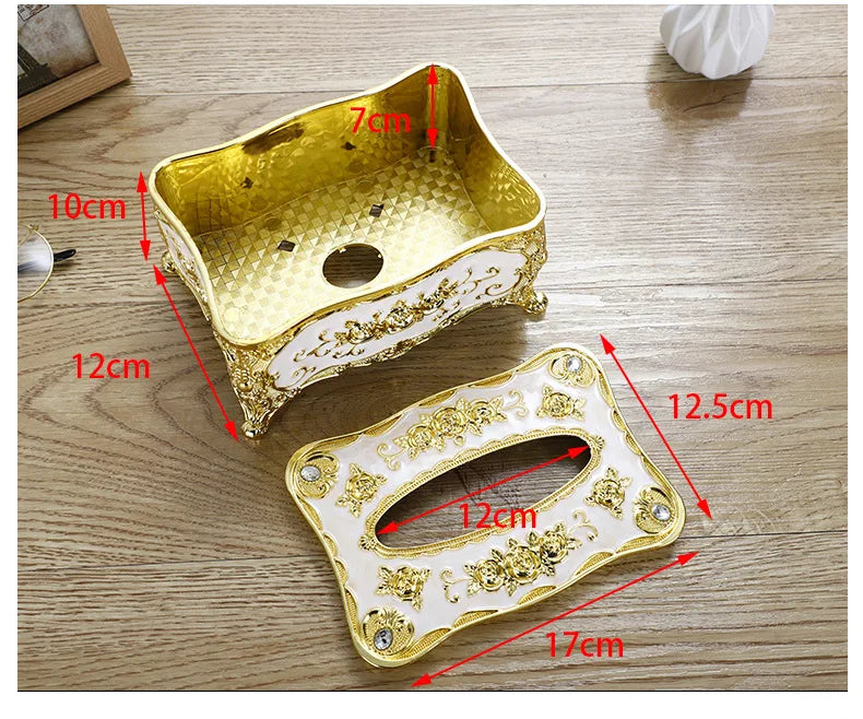 1pc Luxury high end creative tissue box gold and silver