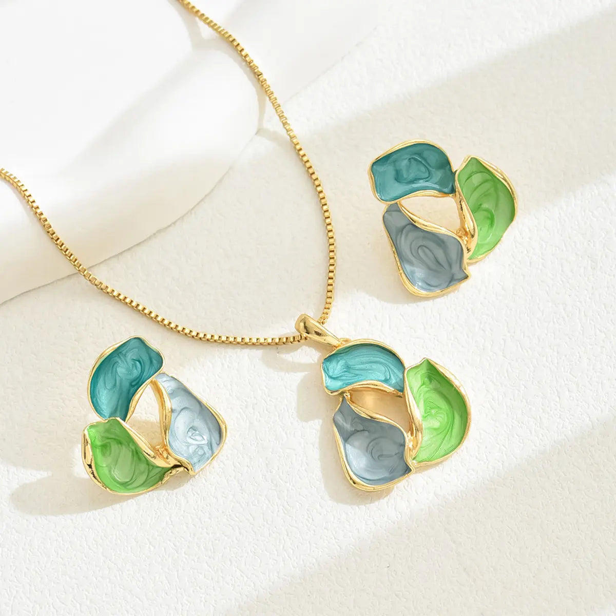 Boho Epoxy leaf necklace set SJP