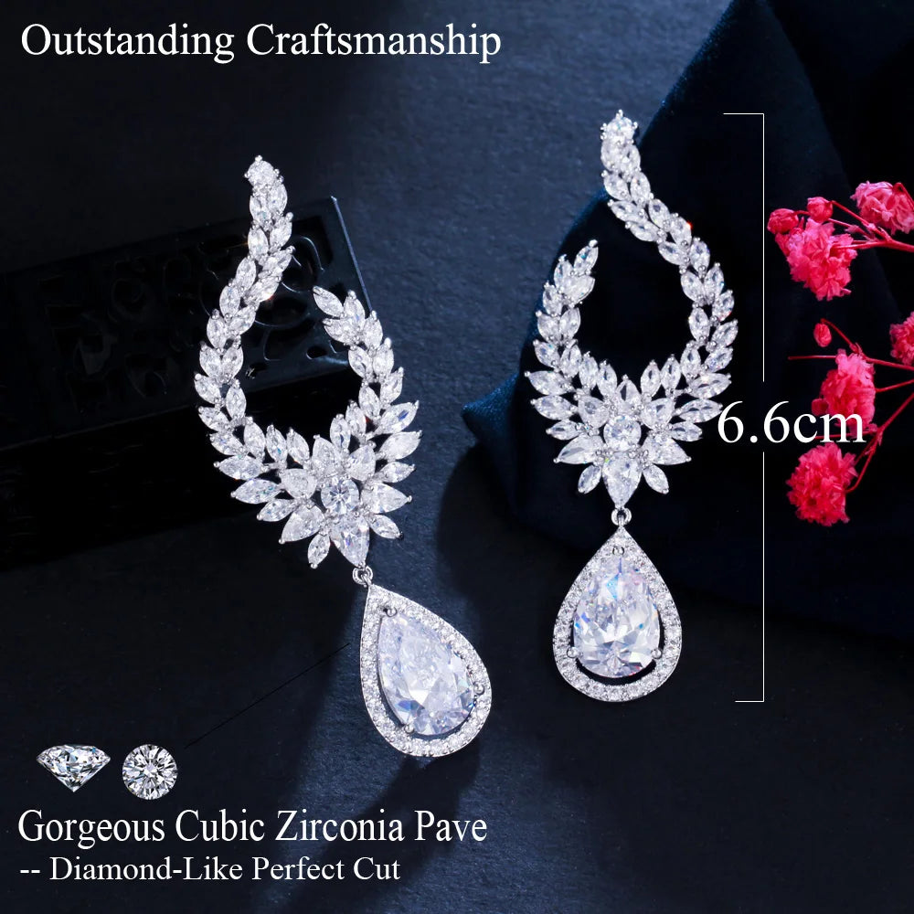 Exquisite cubic zirconia shimmering drop earring Silver SJP