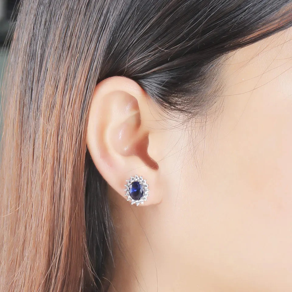 High Quality Caoshi Glamourous Charm Stud Earring Sea Blue SJP