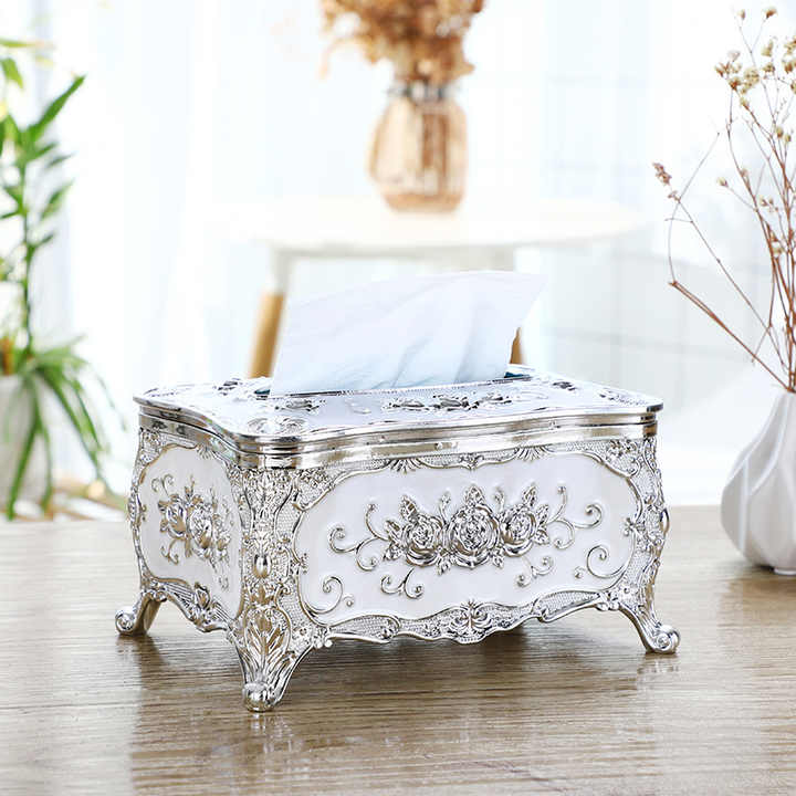 1pc Luxury high end creative tissue box gold and silver