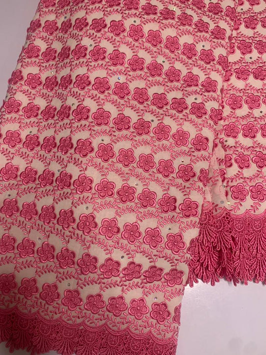 Ceedex Fabrics Luxury Lace Flowery Design Pink - 5yards