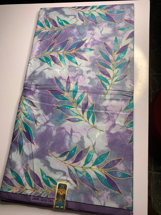 Ceedex Fabrics Java & ABS Leafy Purple Design  (Multicolour)  - 6yards