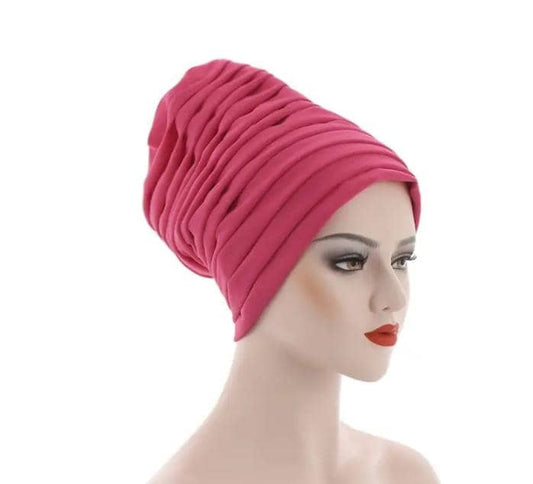 T&C women turban cap with folds - Pink