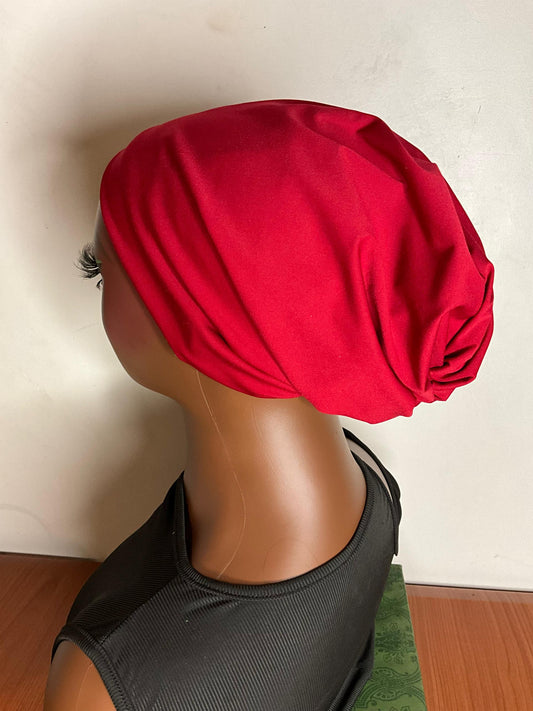 T&C simple women plain turban cap red