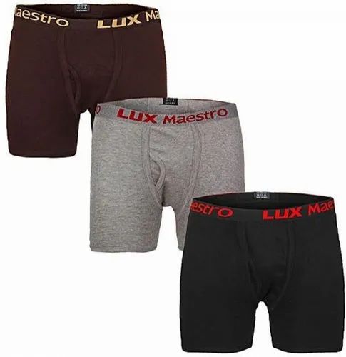 De Lynn Lux Maestro 3pc interlock trunk 100% cotton boxer with broad band for better grip and long lasting fit -  Brown, grey, and black