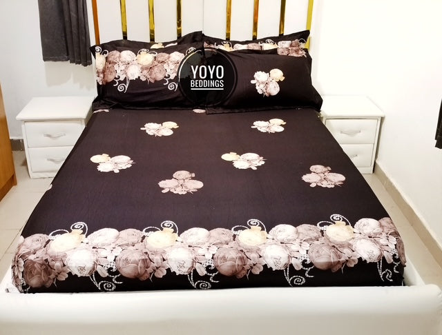 Yoyo Beddings Coffee brown Flowery America polish cotton