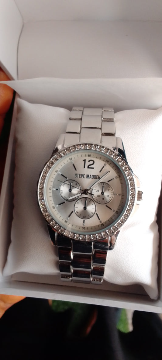 Steve Madden Silver Tone Chronograph Watch