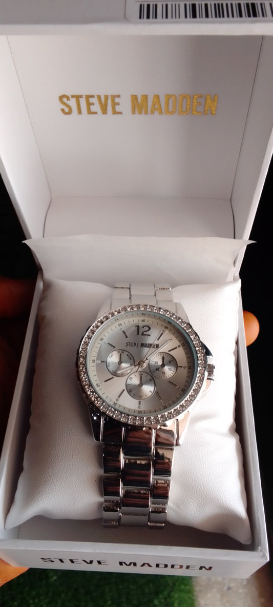 Steve Madden Silver Tone Chronograph Watch