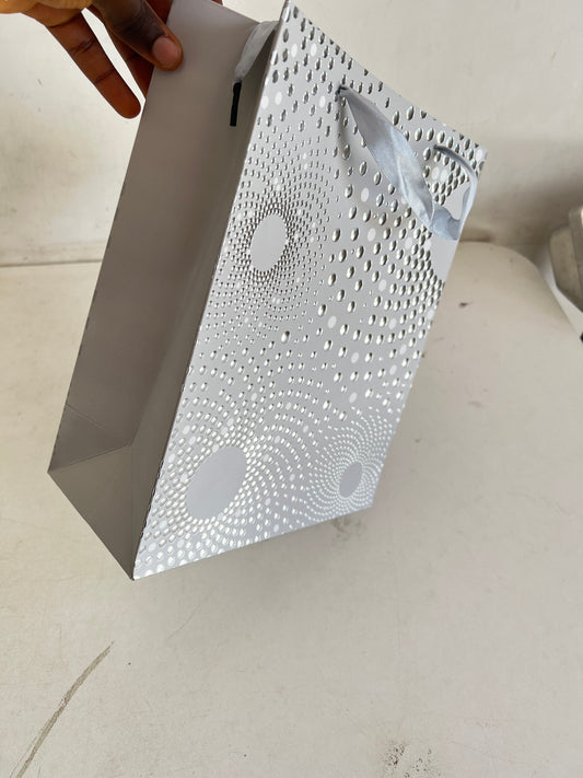IV American Medium Gift Bag- Silver with poka dot design