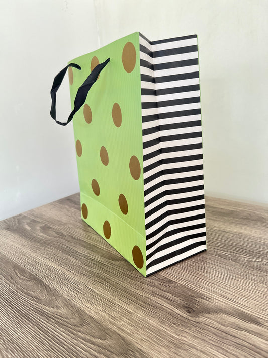IV American Gift Bag with black & white stripe design - Lemon
