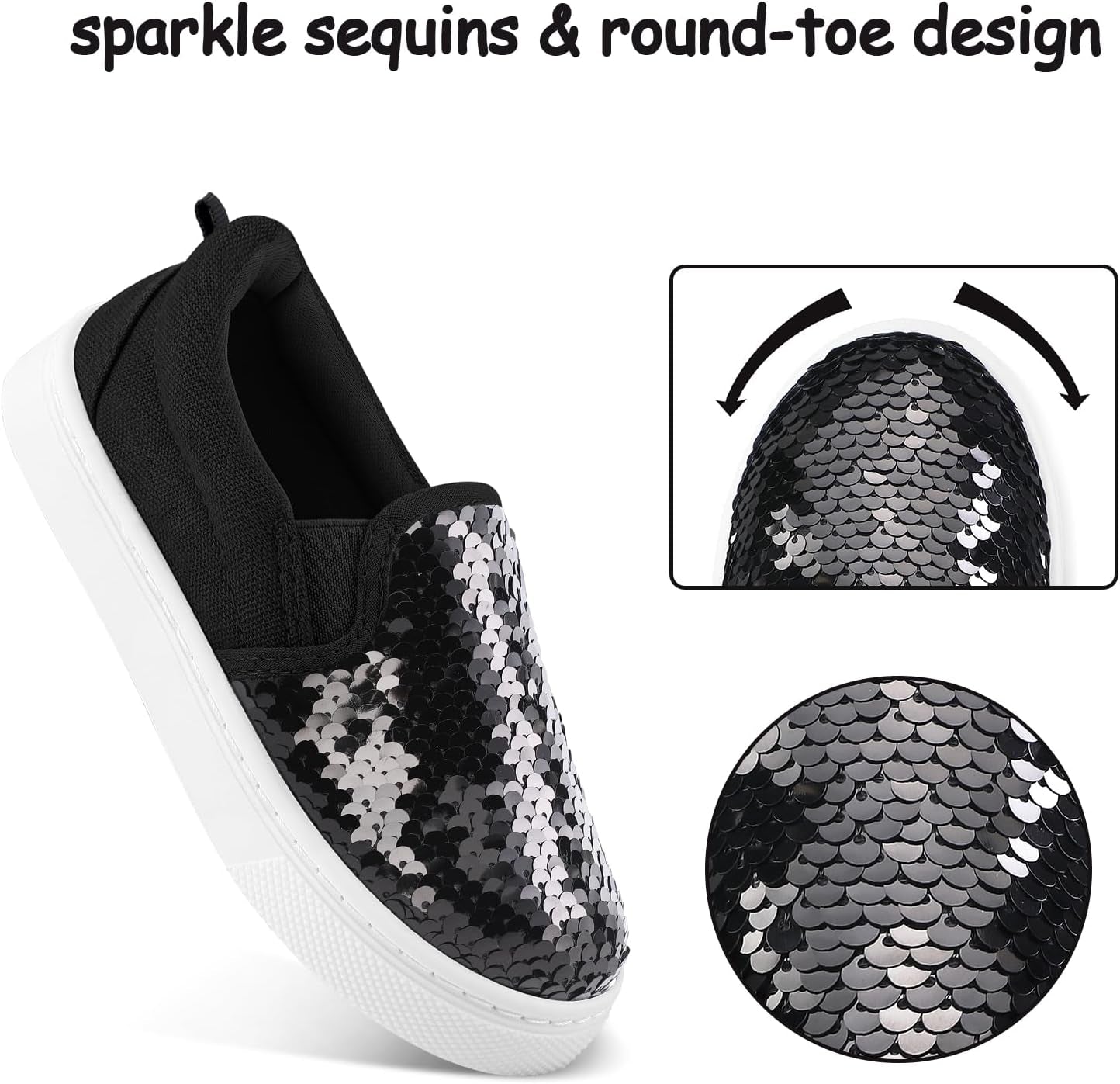 Tots & Togs K KomForMe Toddler Slip-On Sneakers for Girls - Sparkle Sequins