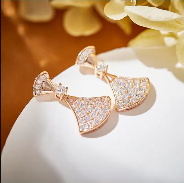 Rose Gold Buigari Designer Fan shaped Stud Earring SJP