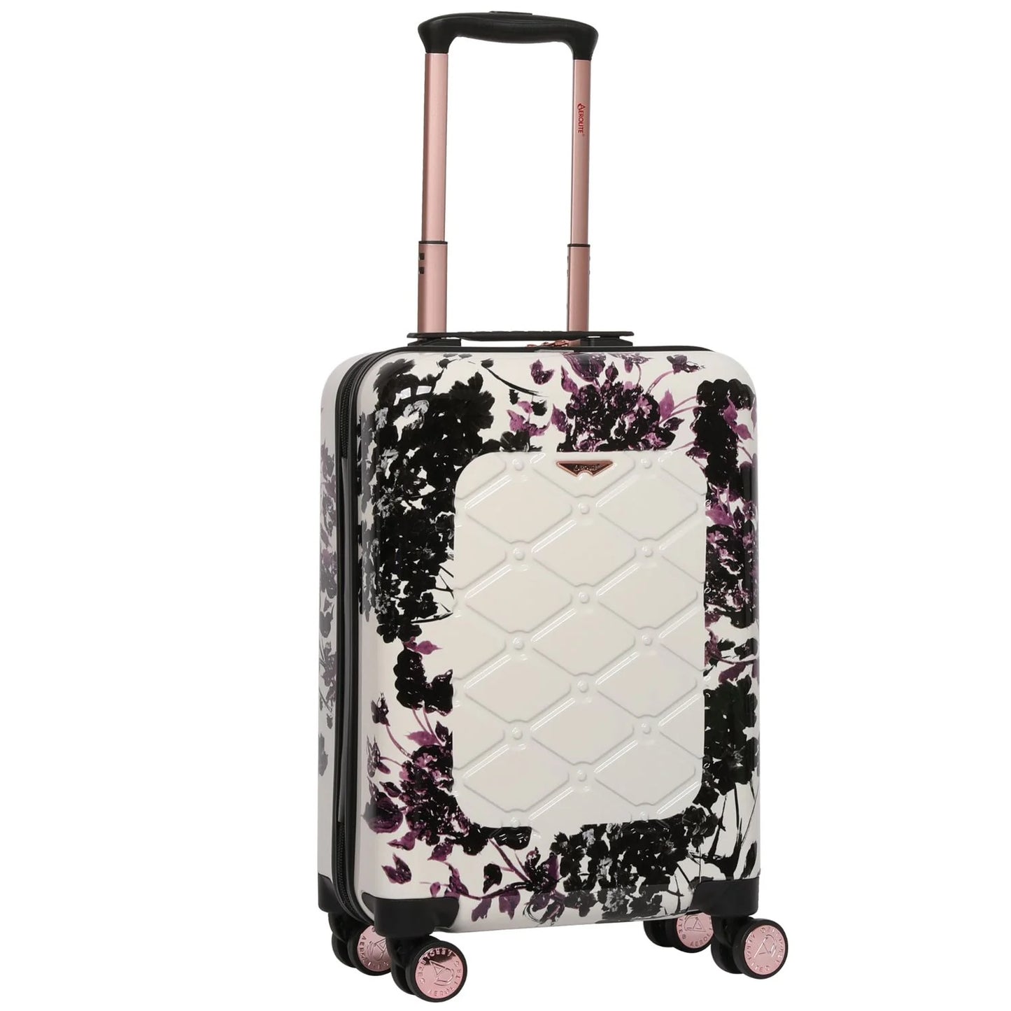Aerolite (55x35x20cm) Premium Hard Shell Designer Cabin Suitcase: Black Floral