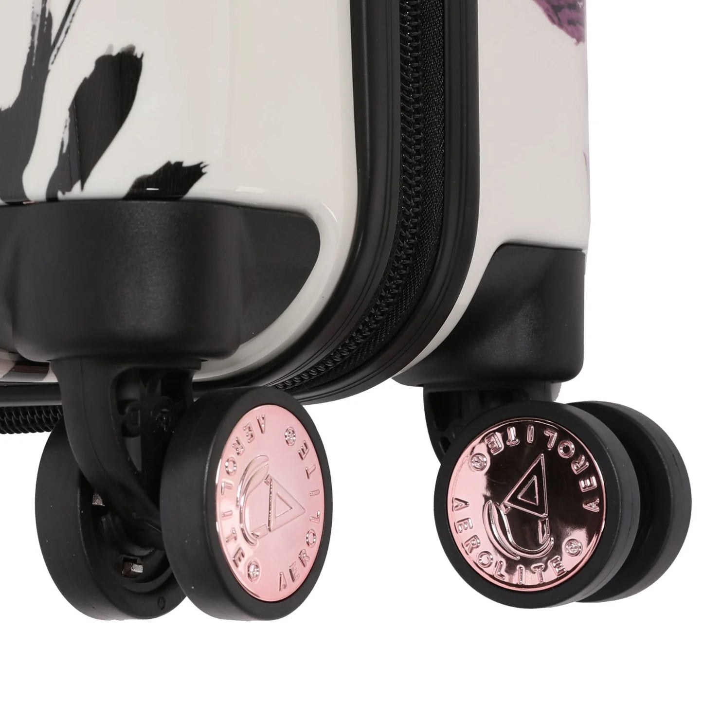Aerolite (55x35x20cm) Premium Hard Shell Designer Cabin Suitcase: Black Floral