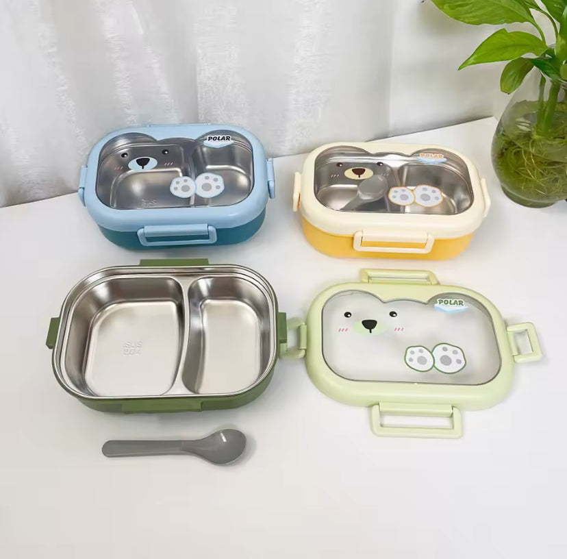 Tots & Togs Polar Bear 2-Partitioned Stainless Steel Bento Box