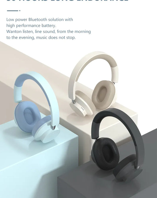 HIFI Headset Wireless Headphone Bluetooth Over Ear Stereo Heavy Bass Game Earphone TF/AUX Music Player with MIC/Radio for Gifts - KHAKI