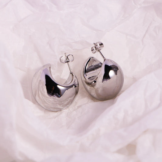 New trendy silver chunky dome earring SJP