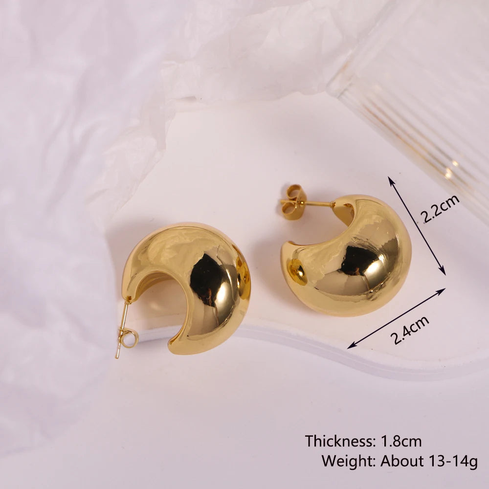 New trendy gold chunky dome earring SJP