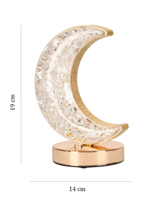 HilalFul Crystal Crescent Table Lamp