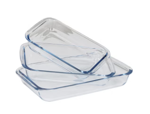 Royalford Baking Tray Set Borosilicate Glass Rectangular Coventional Oven Safe Up To 300C Clear 2.9kg