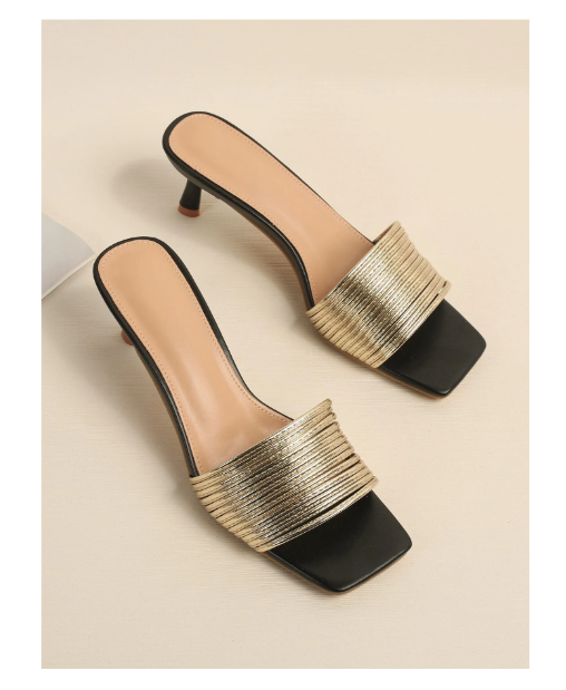 Shein Metallic Stiletto Heeled Mule Sandals