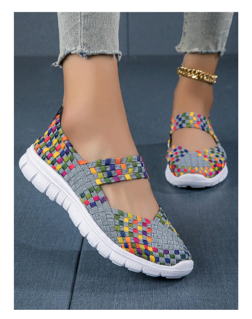 Shein 2024 Teens Sports Sandals, Handmade Woven Fabric, Non-Absorbing, Odor-Resistant, Soft, Comfortable EVA Outsole, Lightweight, Shock-Absorbing, Non-Slip, Comfortable Walking Shoes,