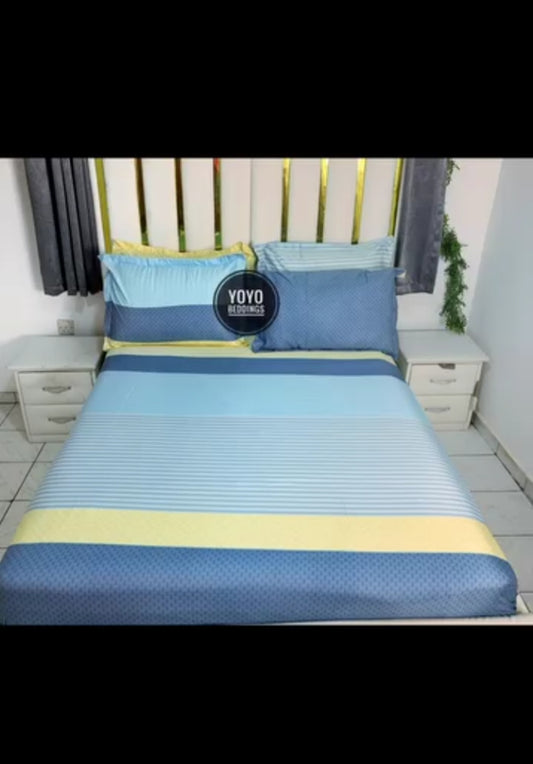 Yoyo Beddings American Duvet Set Sky blue / yellow Stripe Design