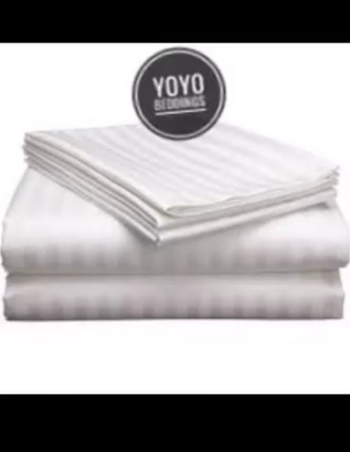 Yoyo Beddings Luxury White Stripe Silky Duvet Cover set