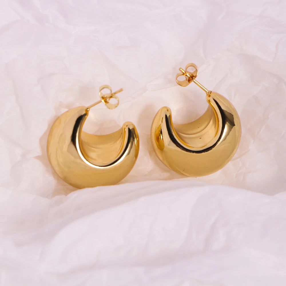 New trendy gold chunky dome earring SJP