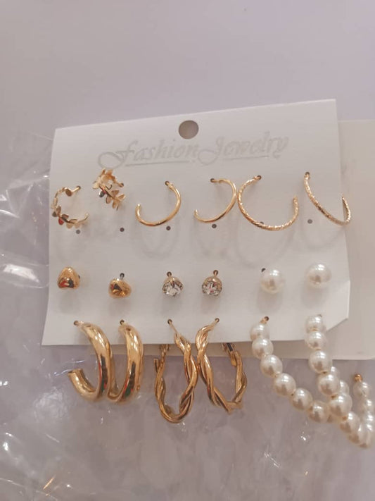 Random Faux Pearl & Rhinestone Decor Earrings 3