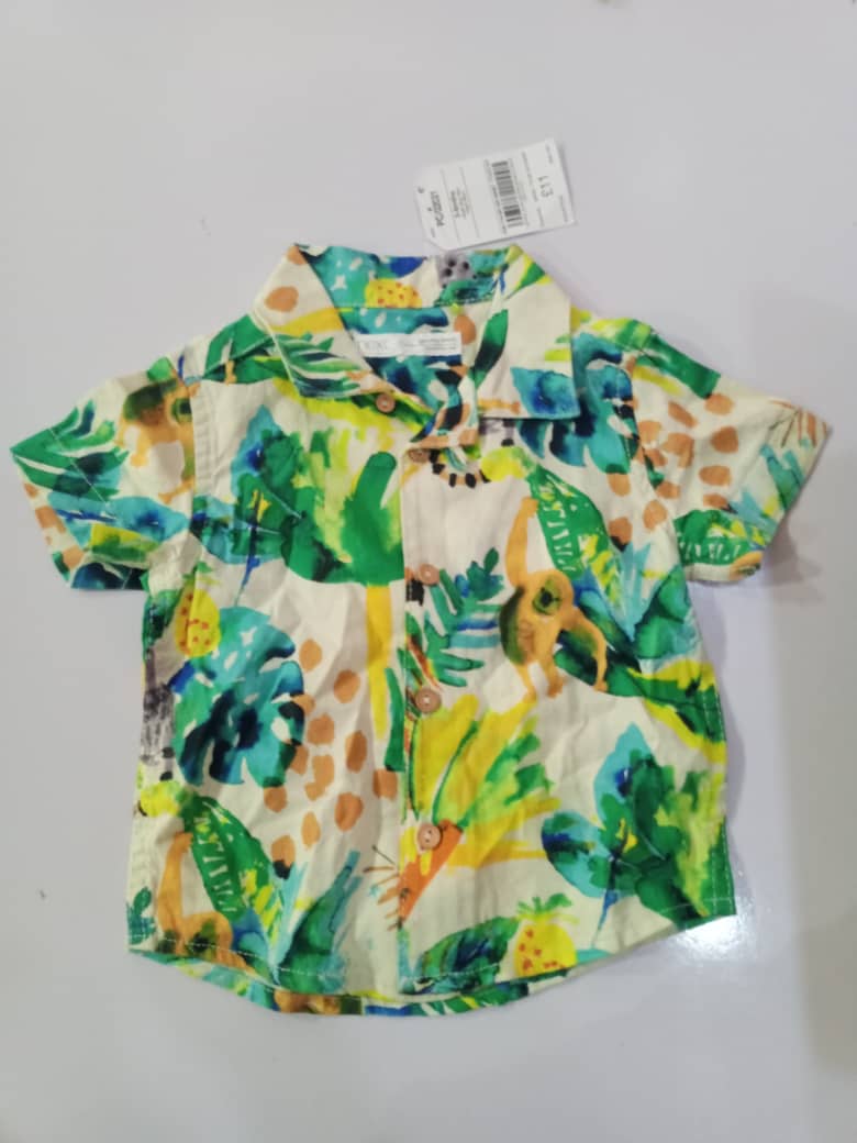 NEXT Green Jungle Print Short Sleeve Shirt