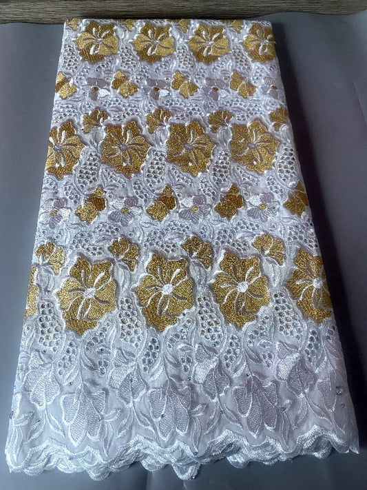 Ramsziza Classy Rhinestone  Floral Design - White & Gold