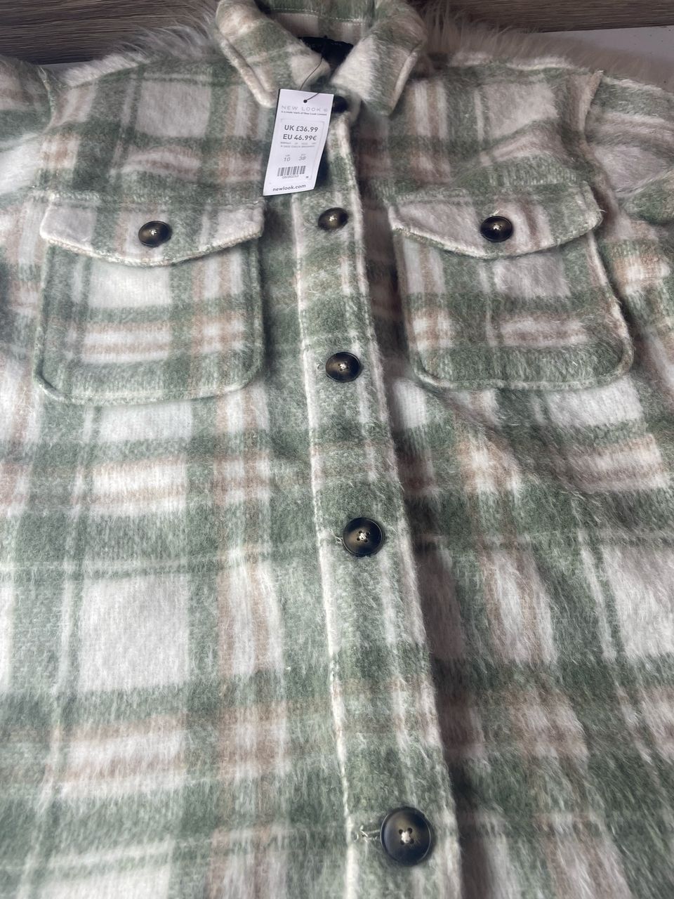 New Look Sage Check Brushed Jacket