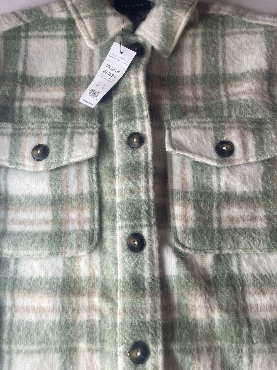 New Look Sage Check Brushed Jacket