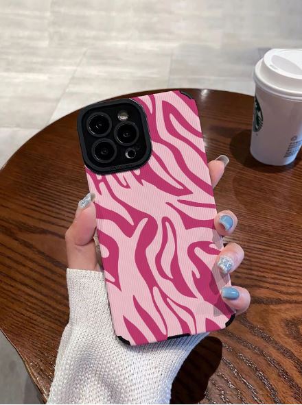 Ceedex Baby Pink Zebra Striped Phone Case Compatible With IPhone 11,IPhone 13,Galaxy A12