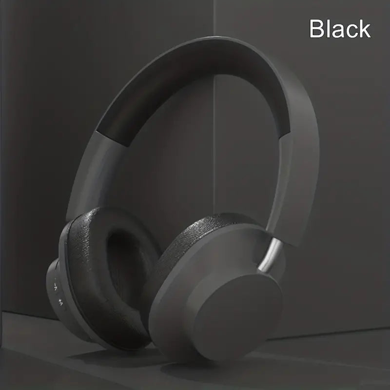HIFI Headset Wireless Headphone Bluetooth Over Ear Stereo Heavy Bass Game Earphone TF/AUX Music Player with MIC/Radio for Gifts - BLACK