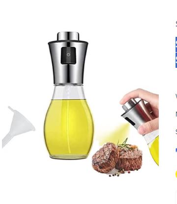 SHOWAY 200ml Glass Spray Bottle Olive Oil Sprayer Oil Dispenser