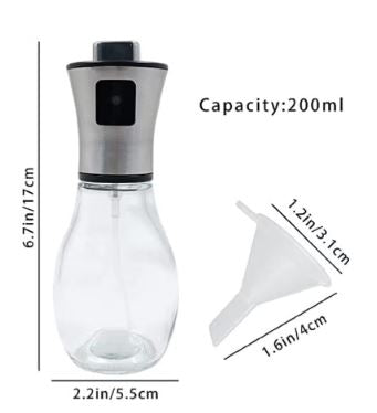 SHOWAY 200ml Glass Spray Bottle Olive Oil Sprayer Oil Dispenser