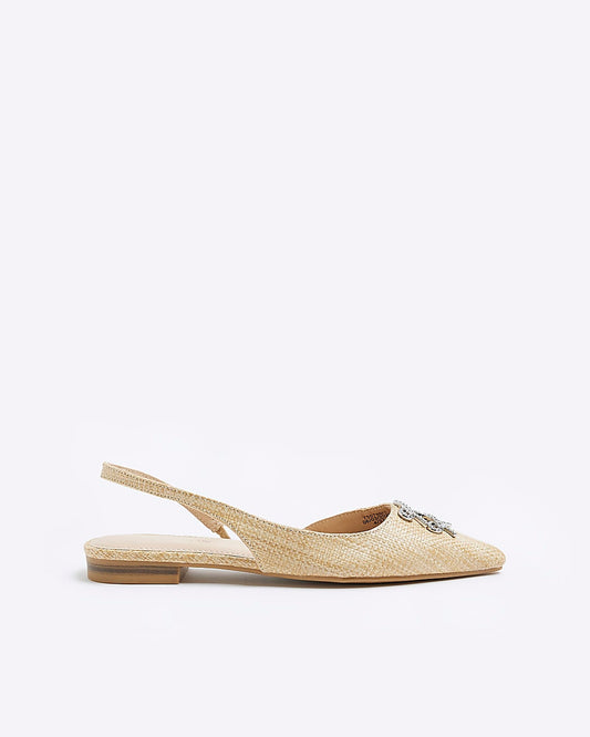 RIVER ISLAND BEIGE SLINGBACK POINTED SHOES