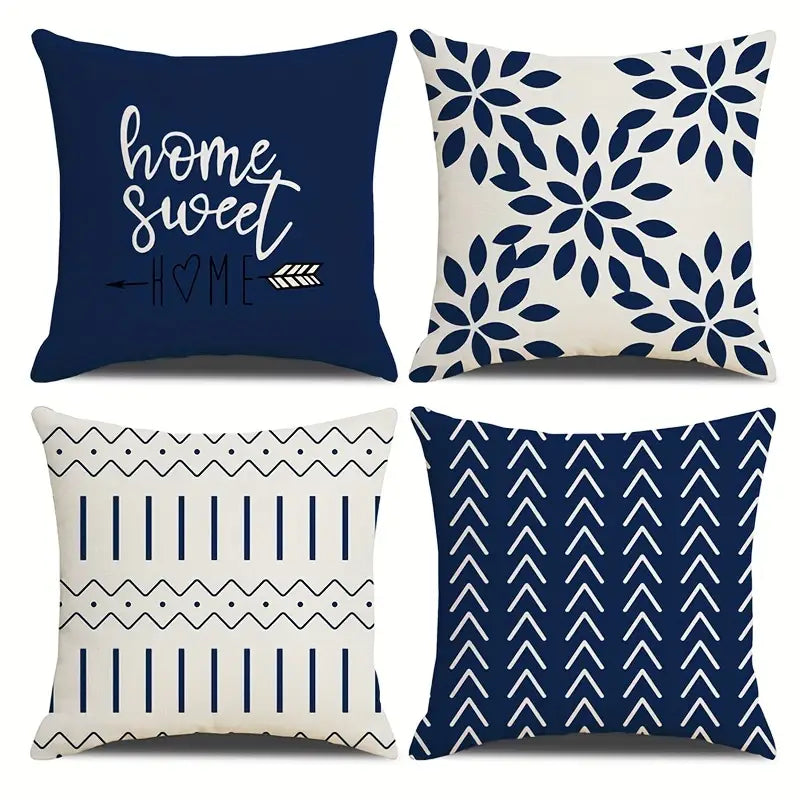 4pcs, Modern 45.72 X 45.72 Cm Sofa Throw Pillow Cover, Decorative Outdoor Linen Fabric 2